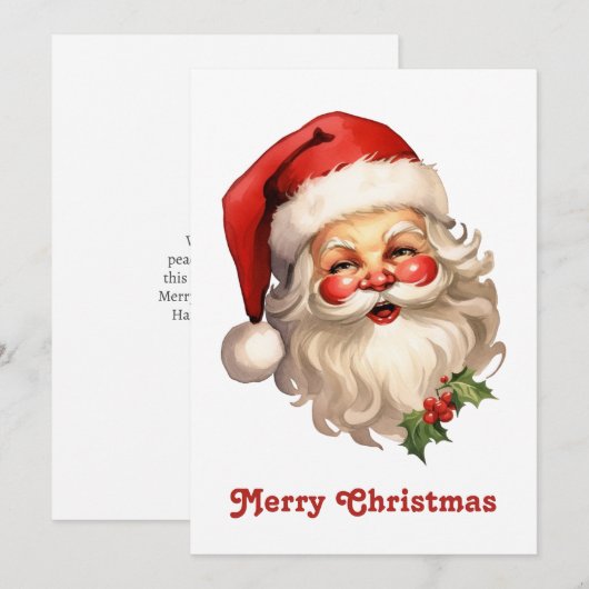 Holly Jolly Santa Claus Retro Style Kerstmis Feestdagenkaart (Voorkant / Achterkant)