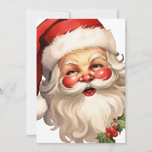 Holly Jolly Santa Claus Retro Style Kerstmis Feestdagenkaart (Voorkant)