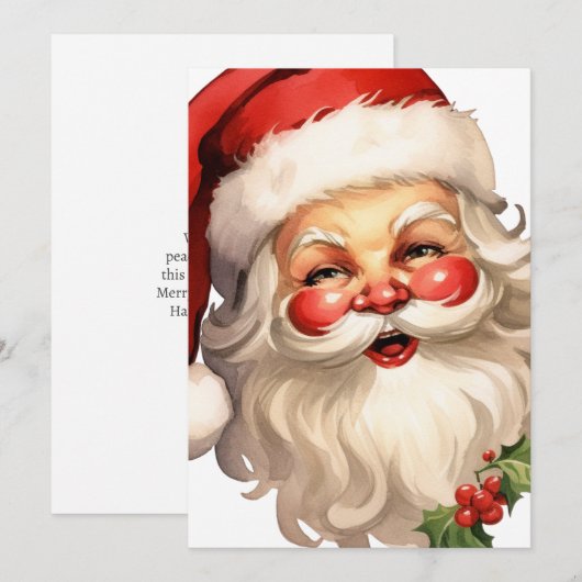 Holly Jolly Santa Claus Retro Style Kerstmis Feestdagenkaart (Voorkant / Achterkant)