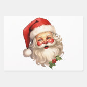 Holly Jolly Santa Claus Retro Style Kerstmis Inpakpapier Vel (Voorkant 3)