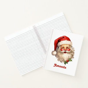 Holly Jolly Santa Claus Retro Style Kerstmis Notitieboek