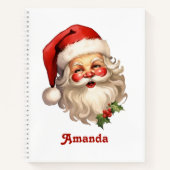 Holly Jolly Santa Claus Retro Style Kerstmis Notitieboek (Voorkant)