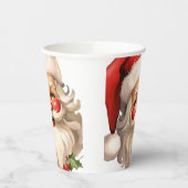 Holly Jolly Santa Claus Retro Style Kerstmis Papieren Bekers (Links)