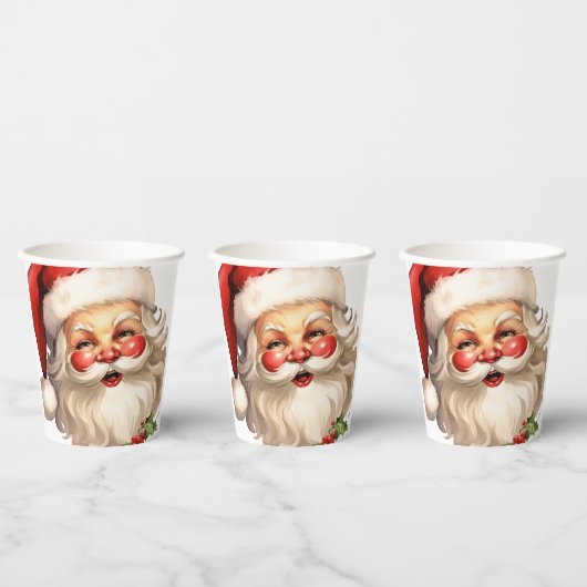 Holly Jolly Santa Claus Retro Style Kerstmis Papieren Bekers (Multi)