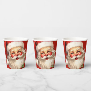 Holly Jolly Santa Claus Retro Style Kerstmis Papieren Bekers