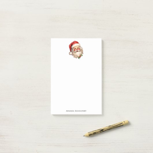 Holly Jolly Santa Claus Retro Style Kerstmis Post-it® Notes (Op bureau)
