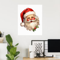 Holly Jolly Santa Claus Retro Style Kerstmis
