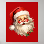 Holly Jolly Santa Claus Retro Style Kerstmis Poster (Voorkant)