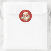 Holly Jolly Santa Claus Retro Style Kerstmis Ronde Sticker (Tas)