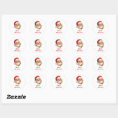 Holly Jolly Santa Claus Retro Style Kerstmis Ronde Sticker (Vel)