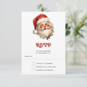 Holly Jolly Santa Claus Retro Style Kerstmis RSVP Kaartje (Staand voorkant)