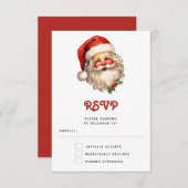 Holly Jolly Santa Claus Retro Style Kerstmis RSVP Kaartje (Voorkant / Achterkant)