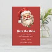Holly Jolly Santa Claus Retro Style Kerstmis Save The Date (Staand voorkant)