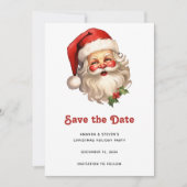 Holly Jolly Santa Claus Retro Style Kerstmis Save The Date (Voorkant)