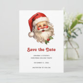 Holly Jolly Santa Claus Retro Style Kerstmis Save The Date (Staand voorkant)