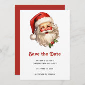 Holly Jolly Santa Claus Retro Style Kerstmis Save The Date (Voorkant / Achterkant)