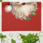 Holly Jolly Santa Claus Retro Style Kerstmis Theedoek (Gevouwen)