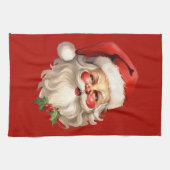 Holly Jolly Santa Claus Retro Style Kerstmis Theedoek (Horizontaal)