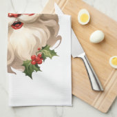 Holly Jolly Santa Claus Retro Style Kerstmis Theedoek (Quarter Fold)