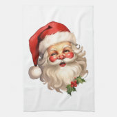 Holly Jolly Santa Claus Retro Style Kerstmis Theedoek (Verticaal)