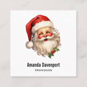 Holly Jolly Santa Claus Retro Style Kerstmis Vierkante Visitekaartje