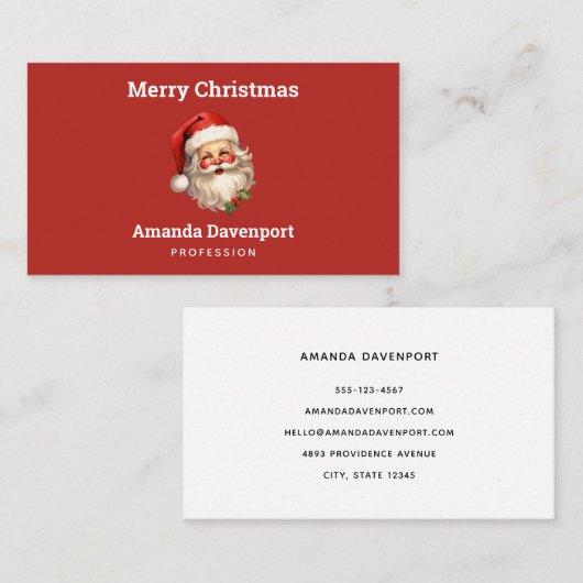 Holly Jolly Santa Claus Retro Style Kerstmis Visitekaartje (Voorkant / Achterkant)