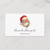 Holly Jolly Santa Claus Retro Style Kerstmis Visitekaartje (Voorkant)