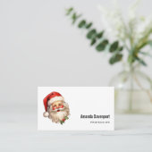 Holly Jolly Santa Claus Retro Style Kerstmis Visitekaartje (Staand voorkant)