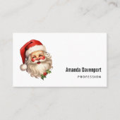 Holly Jolly Santa Claus Retro Style Kerstmis Visitekaartje (Voorkant)