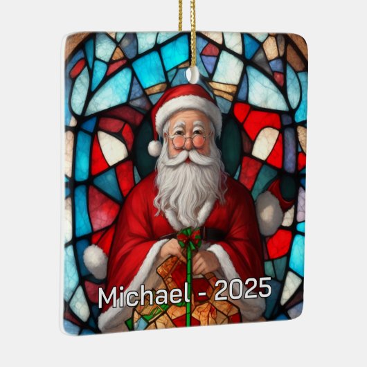 Holly Jolly Santa Glass Effect Keramisch Ornament (Rechts)