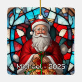 Holly Jolly Santa Glass Effect Keramisch Ornament (Achterkant)