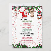 Holly Jolly Santa Snowman Xmas Uitnodiging (Voorkant)