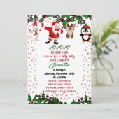 Holly Jolly Santa Snowman Xmas Uitnodiging (Staand voorkant)
