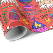 Holly Jolly Santa Wrapping Paper Cadeaupapier (Rol Hoek)