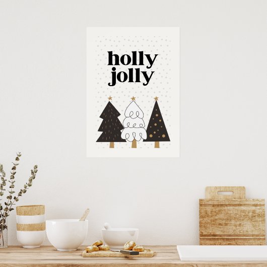 Holly Jolly Scandinavian Christmas Poster (Keuken)