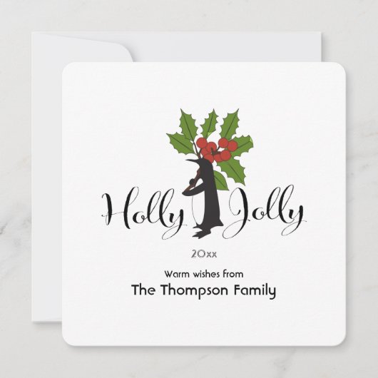 Holly Jolly Schattige Funny Penguin Christmas Feestdagenkaart (Voorkant)