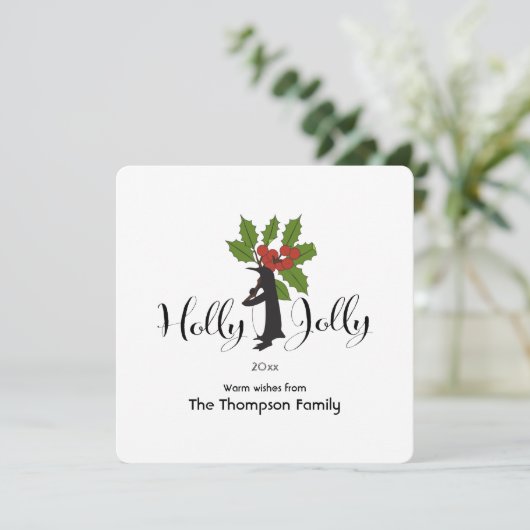 Holly Jolly Schattige Funny Penguin Christmas Feestdagenkaart (Staand voorkant)