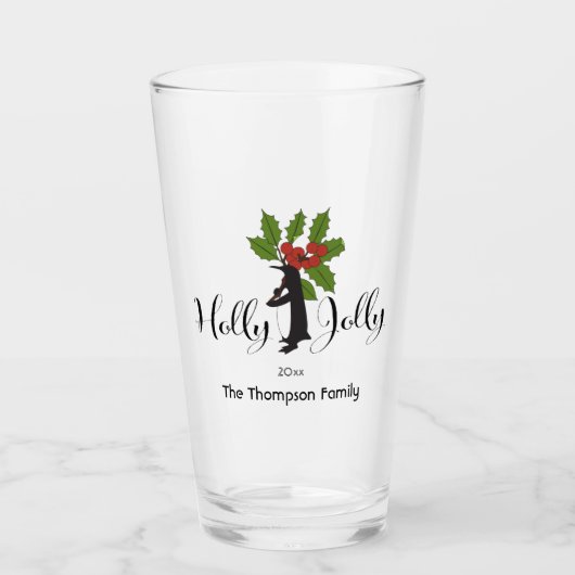 Holly Jolly Schattige Funny Penguin Christmas Glas (Voorkant)
