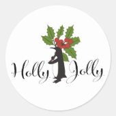 Holly Jolly Schattige Funny Penguin Christmas Ronde Sticker (Voorkant)