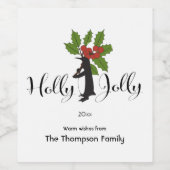 Holly Jolly Schattige Funny Penguin Christmas Wijn Etiket (Enkel label)