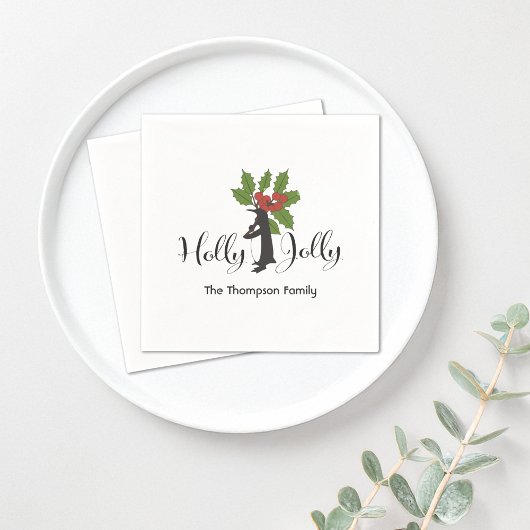 Holly Jolly Schattige Funny Penguin Kerstpapier Servet