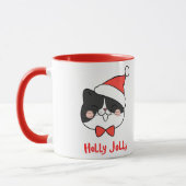 Holly Jolly Schattige Kawaii Santa Cat Christmas Mok (Links)