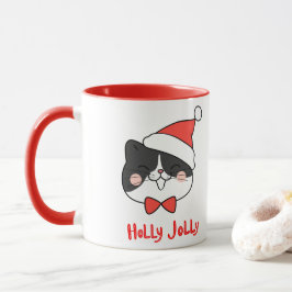 Holly Jolly Schattige Kawaii Santa Cat Christmas Mok