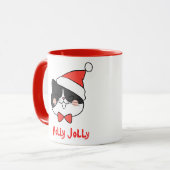 Holly Jolly Schattige Kawaii Santa Cat Christmas Mok (Voorkant links)