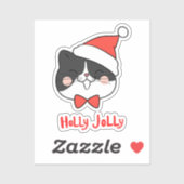 Holly Jolly Schattige Kawaii Santa Cat Christmas Sticker (Vel)