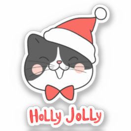 Holly Jolly Schattige Kawaii Santa Cat Christmas Sticker