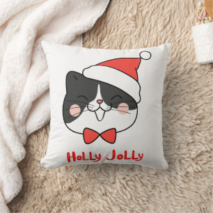 Holly Jolly Schattige Kawaii Santa Cat Kussen