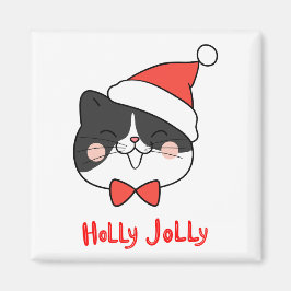 Holly Jolly Schattige Kawaii Santa Cat Magneet