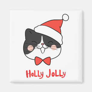 Holly Jolly Schattige Kawaii Santa Cat Magneet
