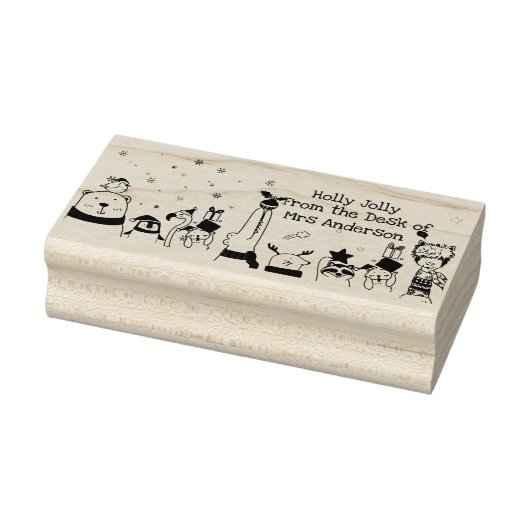 Holly Jolly Schattige Winterdieren Leraar Rubberstempel (Stempel)
